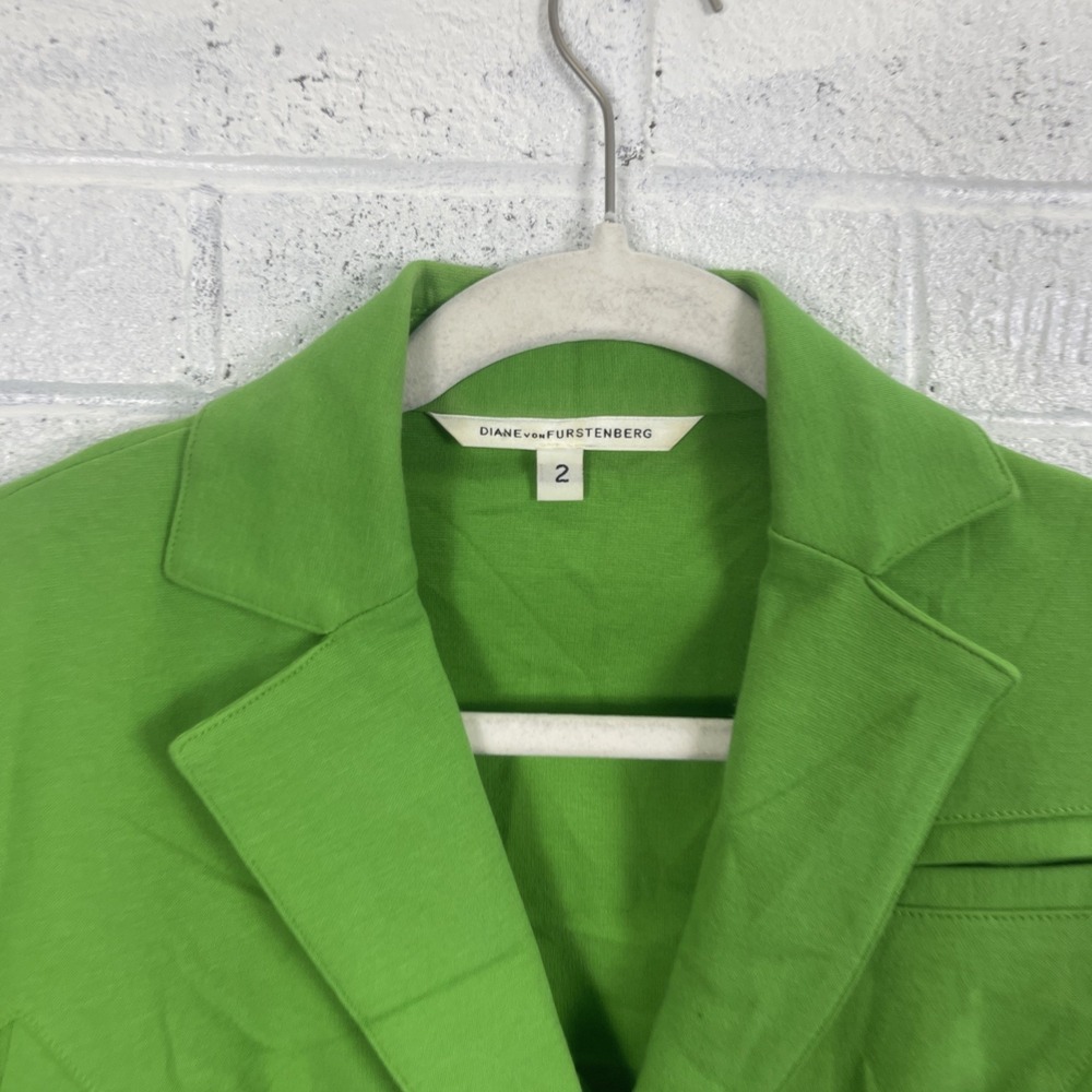Diane Von Furstenberg Green Topher Blazer Womens Size 2 Ponte Career Office - Picture 3 of 10